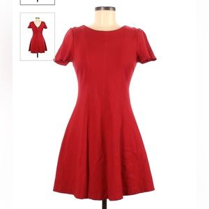 Banana republic red fit and flare short sleeve dress